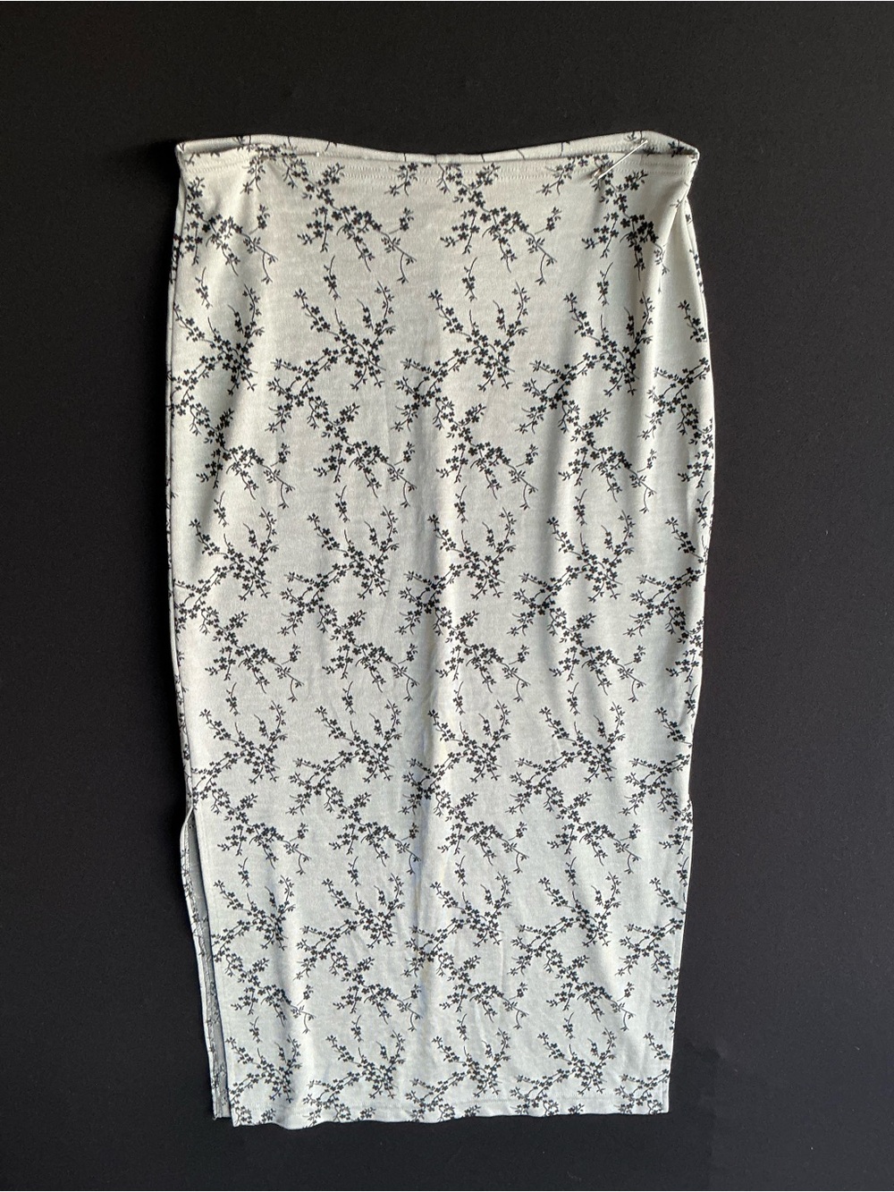 Fashion Bug Mint Green Floral Pencil Skirt with Black Print